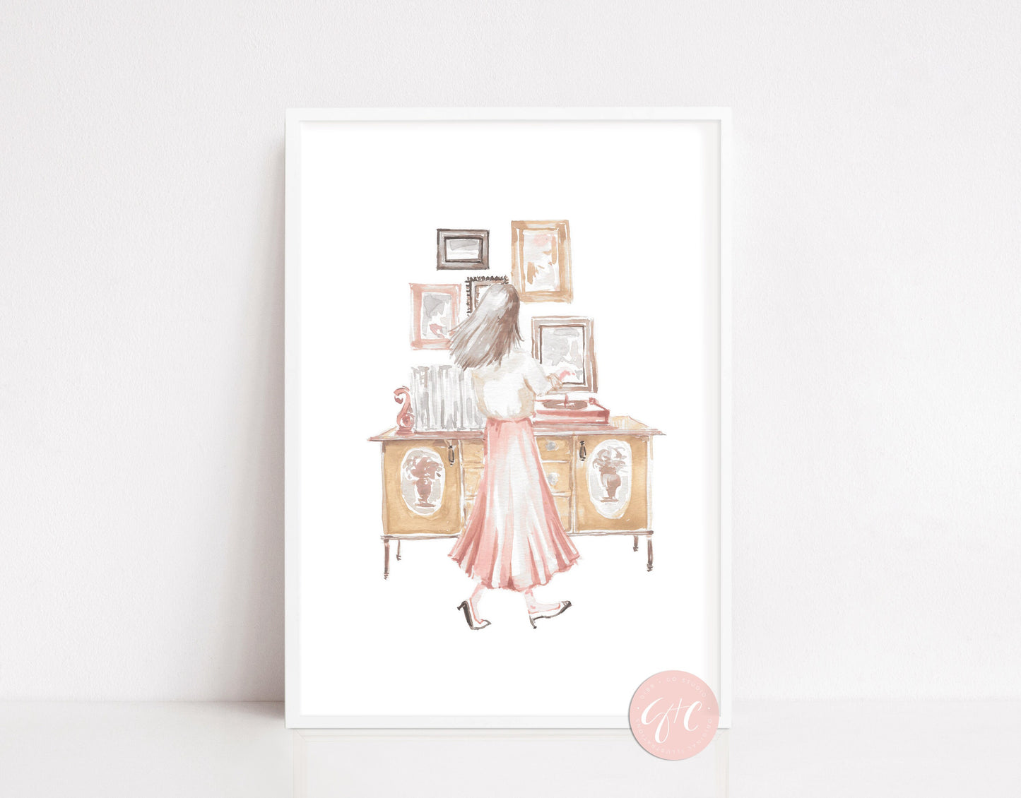 Pink vintage fashion art print