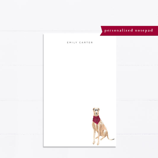Greyhound gift, Personalized notepad, greyhound, dog lover gift, grocery list, notepad, things to do list, 5.5x8.5, gift for, list maker