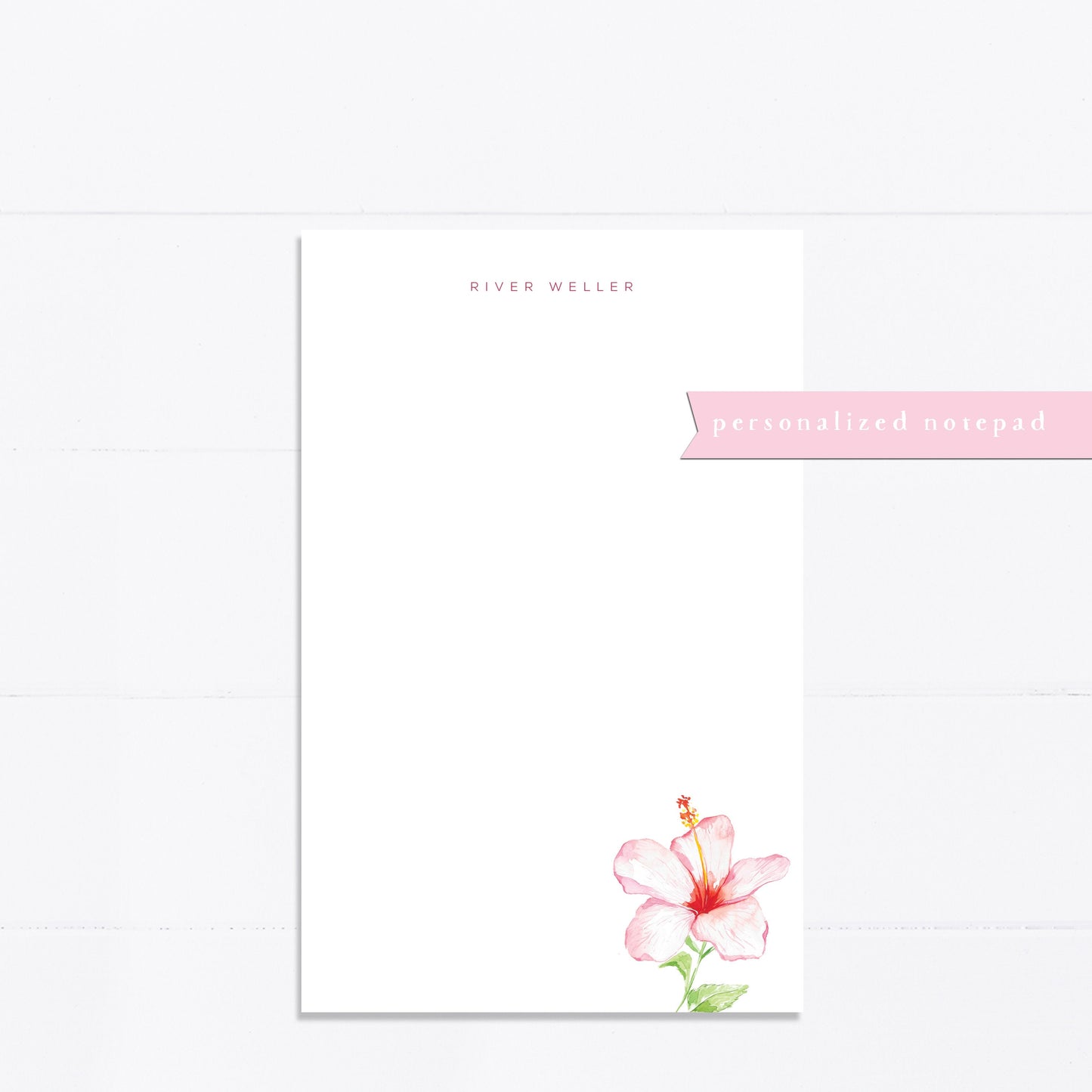 Personalized notepad, pink, hibiscus, things to do, grocery list, notepad, things to do list, 5.5x8.5, gift for, her, feminine, list maker