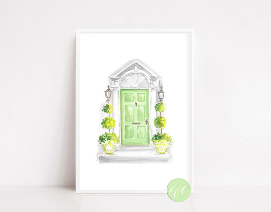 Green Door, Charleston, topiary, design art print, architecture art print