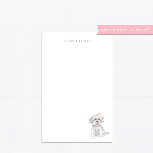 Personalized notepad, Poodle mix, dog lover, bridal gift, custom, monogram, notepad, things to do list, 5.5x8.5, gift for her, best friend