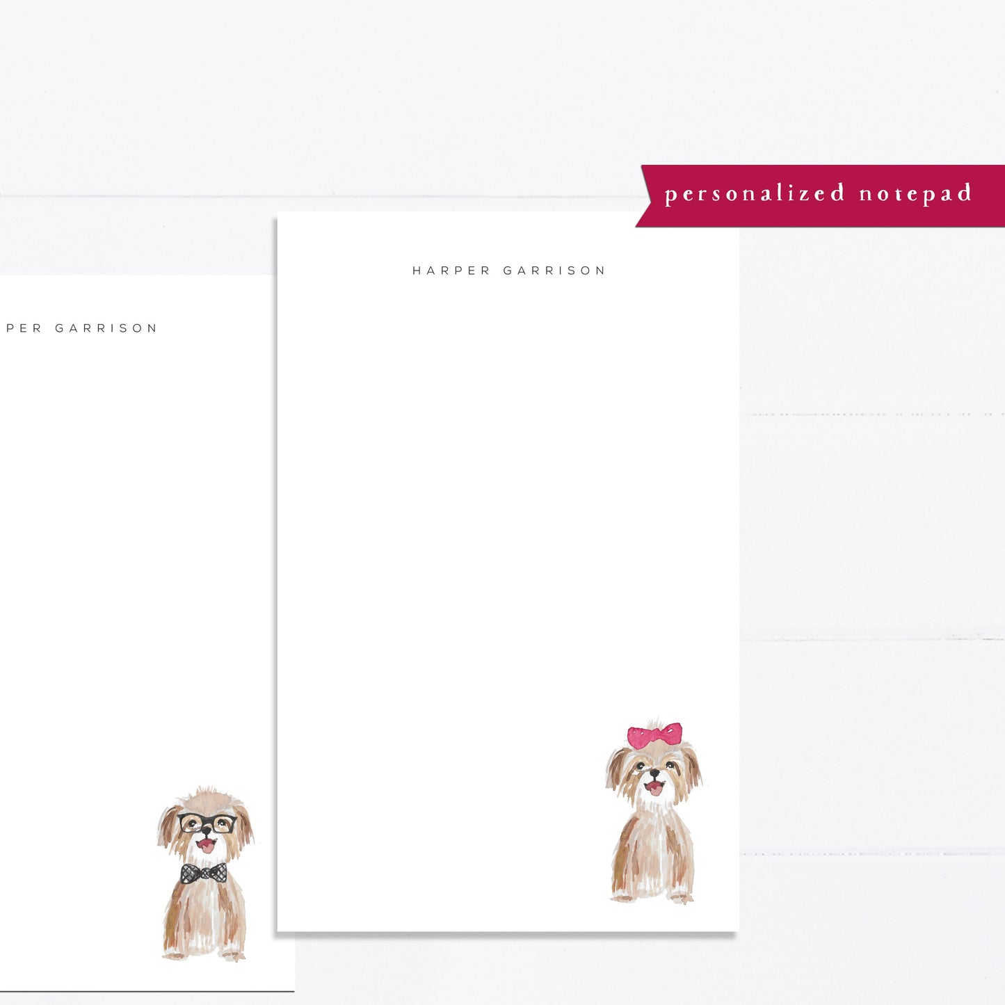 Personalized notepad, Shitzu, Shih Tsu, dog lover, bridal gift, notepad, things to do list, 5.5x8.5, gift for her, best friend, hair bow