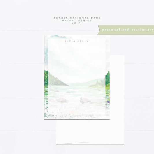 Maine Personalized notecards, Jordan Pond, Acadia National Park, personalized notecard, flat card, stationery set, coastal life, Maine life