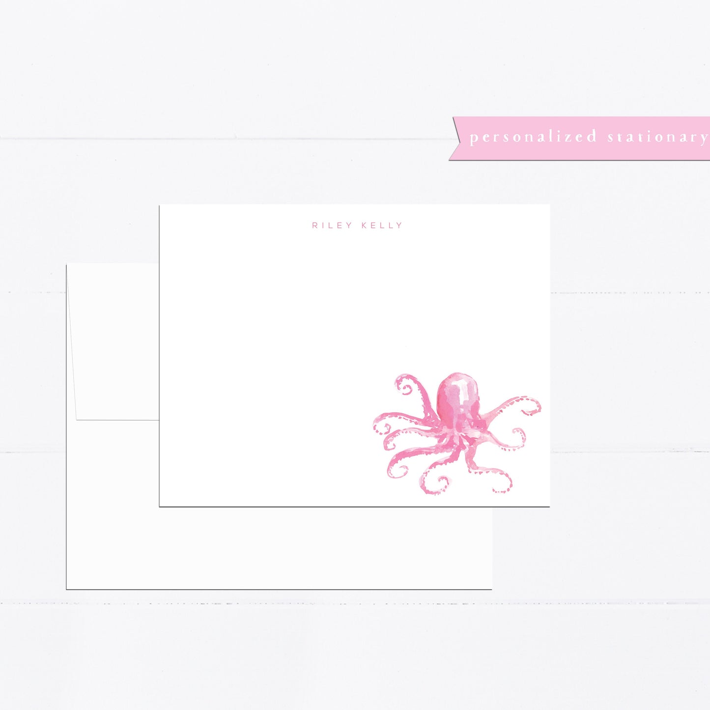 Personalized stationery, starfish, beach life, beach lover, octopus, coral, personalized notecard, monogram, gift for mom, sandals, gift for