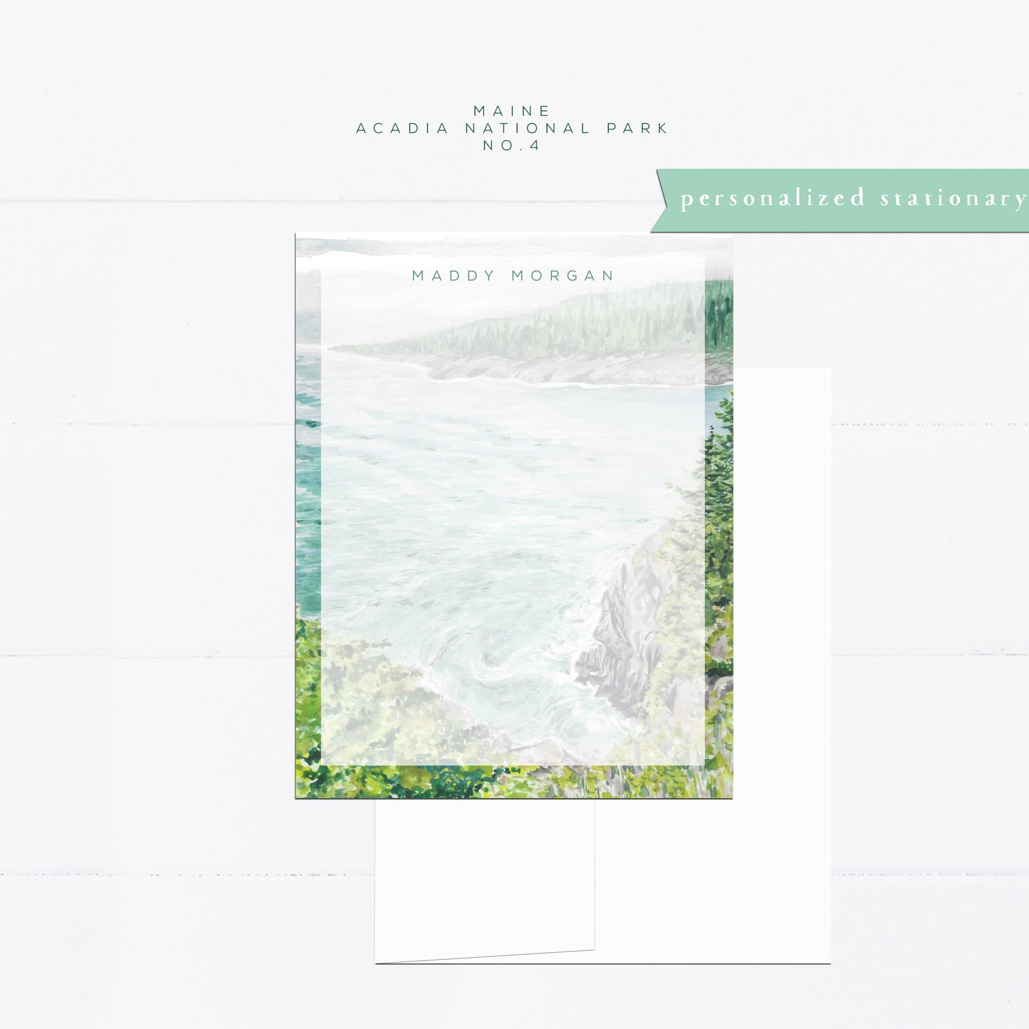 Personalized stationery, Maine, Ocean Trail, Acadia National Park, personalized notecard, monogram, stationery set, coastal life, Maine life