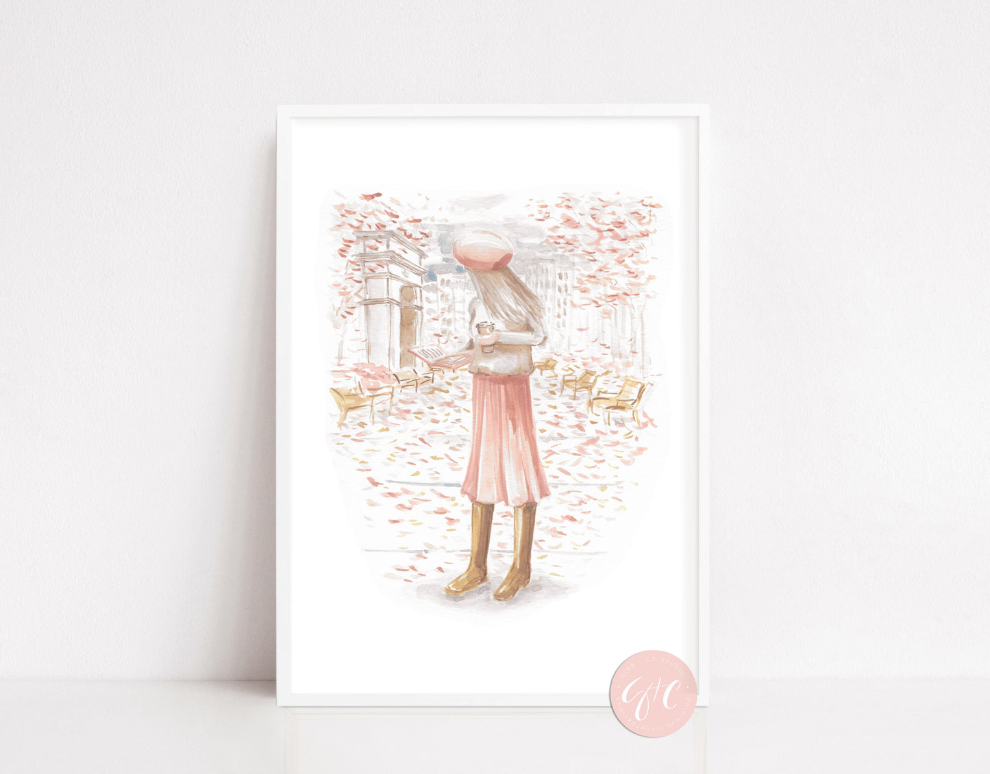 Pink vintage fashion art print
