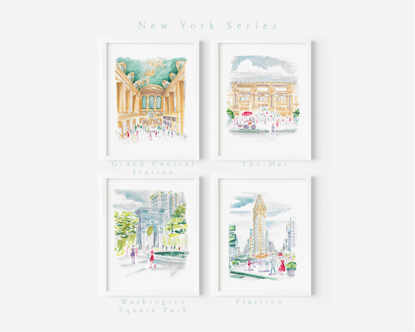 the Met, New York, Grand Central Station, Museum, Flatiron, Washington Square Park, travel art print