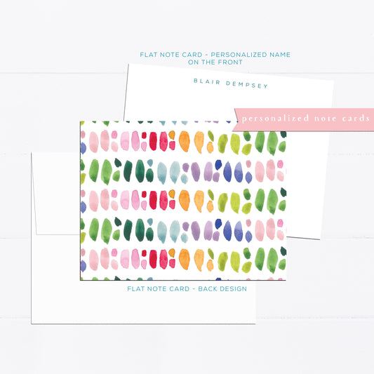 Personalized stationery, color strokes, modern, New York illustrated, colorful, personalized notecard, flat card, gift for mom, gift for her