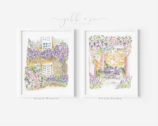 French garden series, Wisteria, Paris garden, wisteria, floral art print