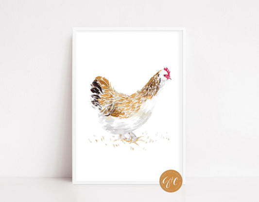 Chicken art, French, French hens, French Provincial, farmhouse art print, modern rustic, art print, watercolor art print, printed art, illustration