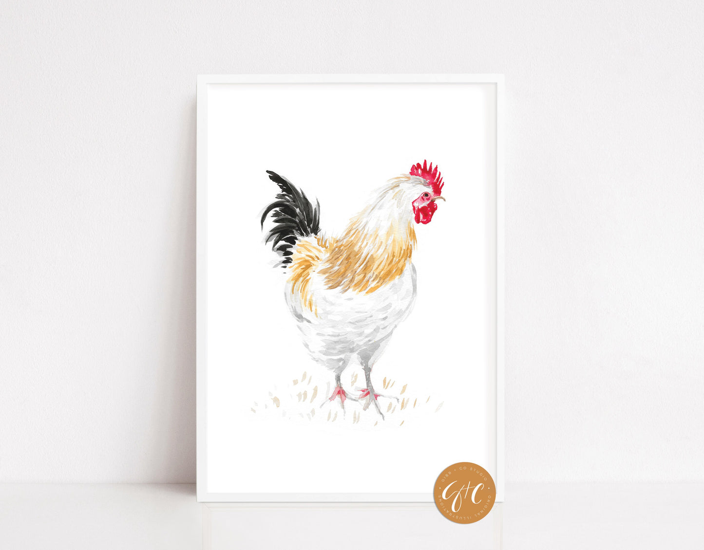 Chicken art, French, French hens, French Provincial, farmhouse art print, modern rustic, art print, watercolor art print, printed art, illustration