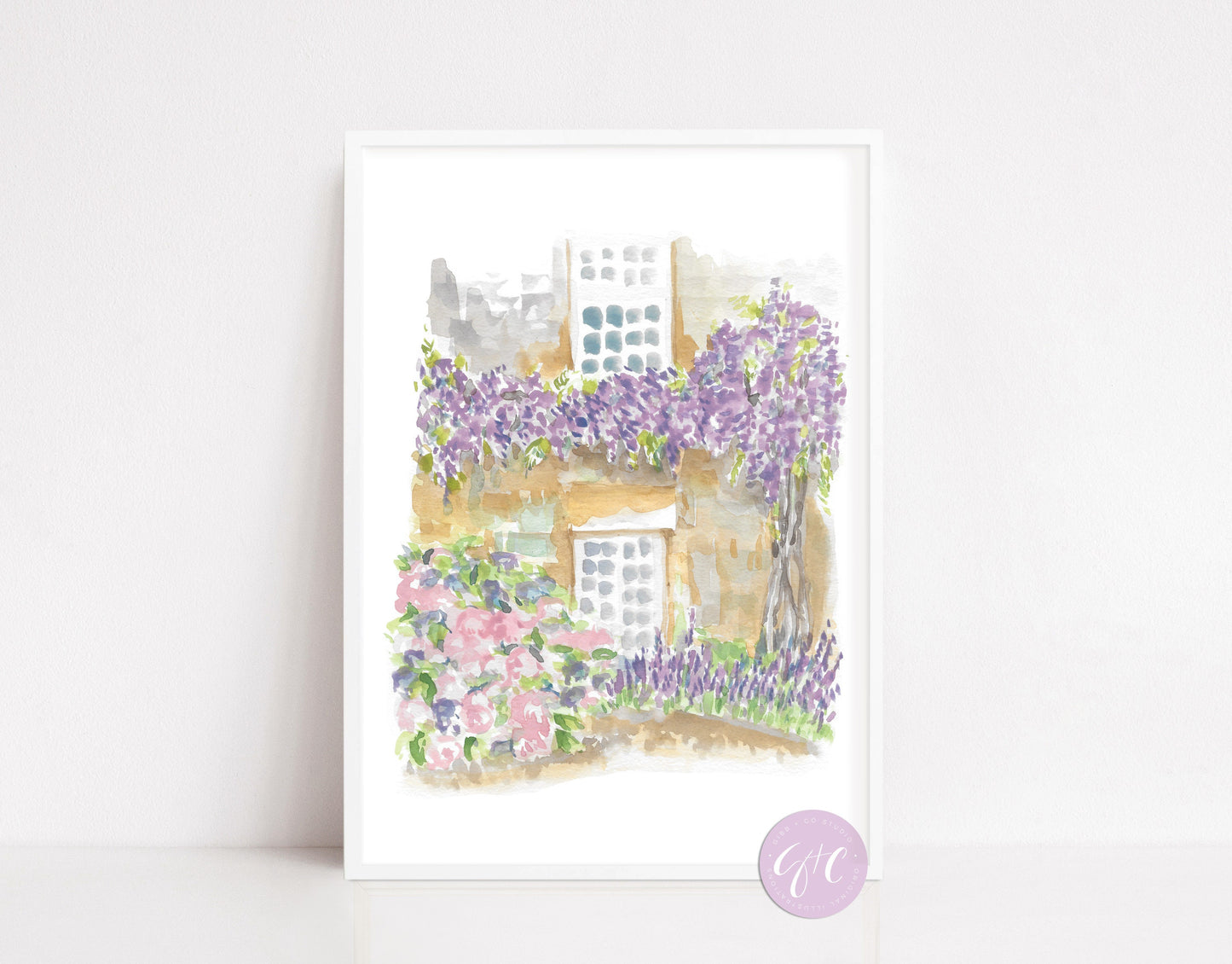 French garden art print, Wisteria floral art, Paris garden, floral art print