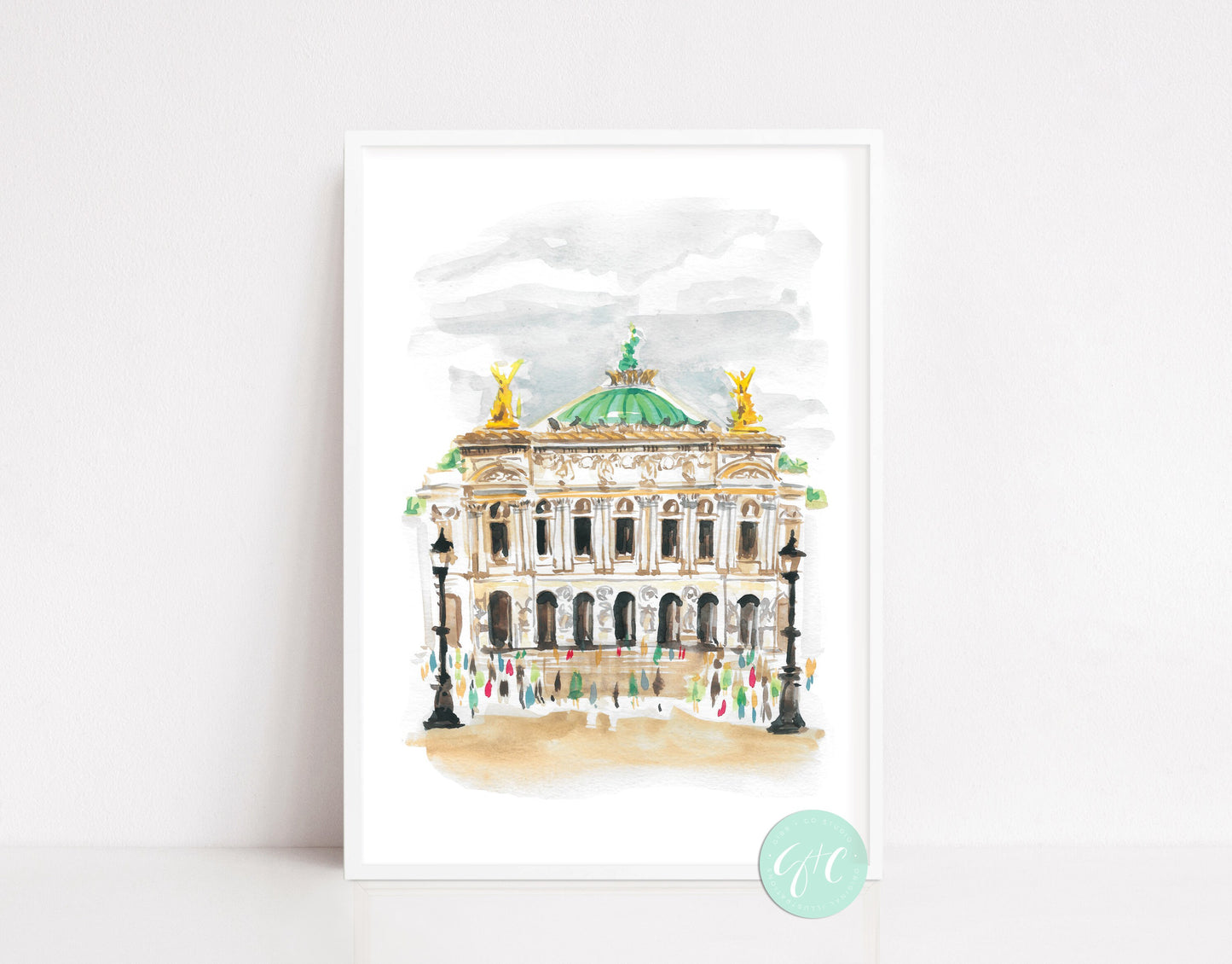 Paris travel art print, Paris architecture watercolor print, Paris wall art, Paris art print set, Notre Dame, Paris Opera House, St Germain