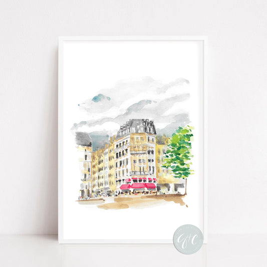 St Germain Paris travel art print, Paris architecture watercolor print, Paris wall art, Paris art print set, Notre Dame, Paris Opera House, travel art print