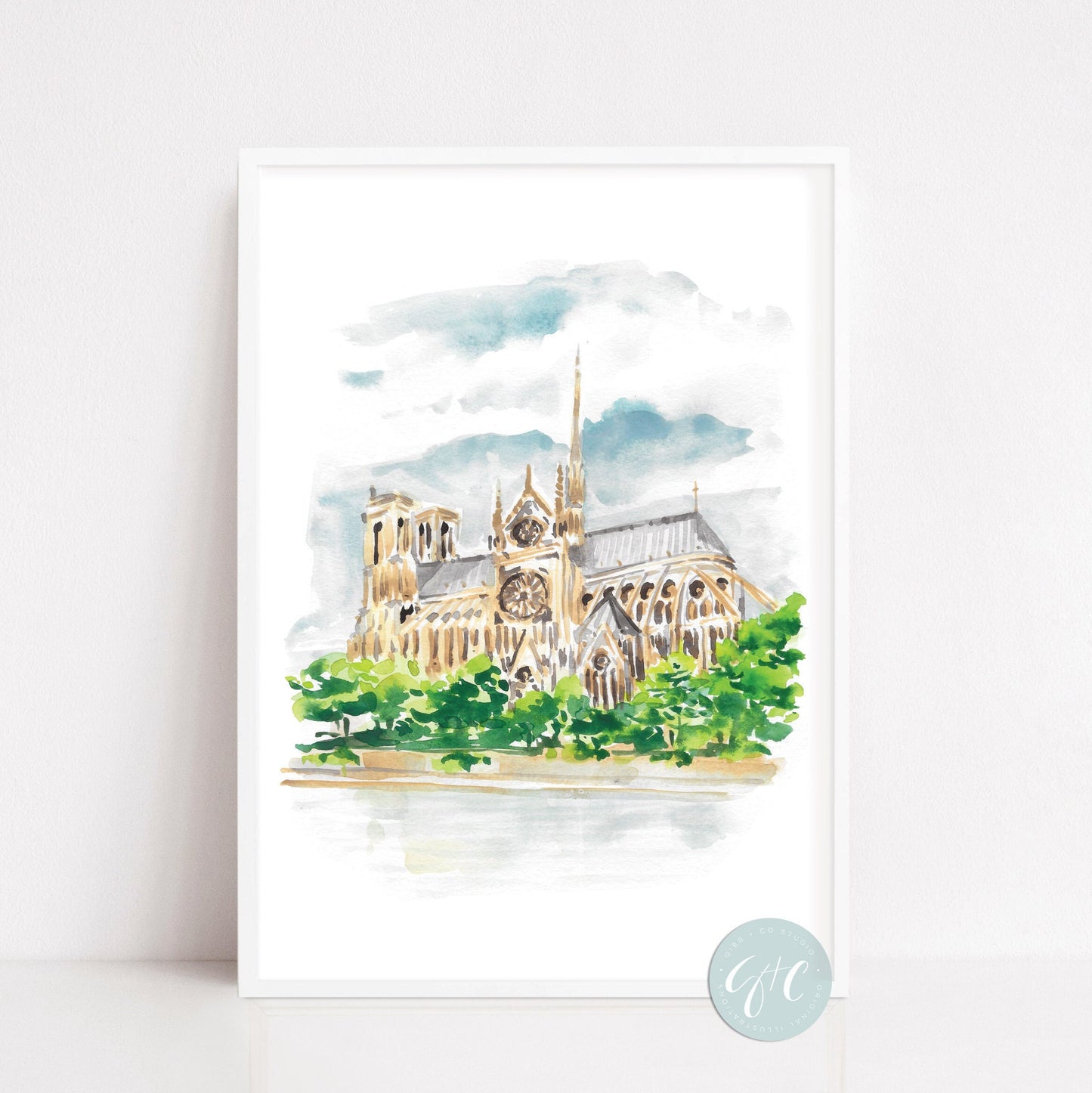 Notre Dame Paris travel art print, Paris architecture watercolor print, Paris wall art, Paris art print set, Paris Opera House, St Germain, travel art print