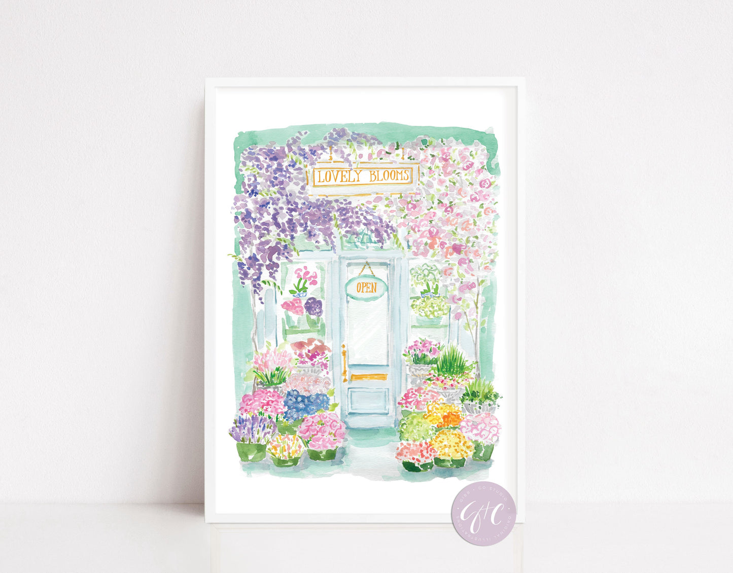 Wisteria and Rose flower shop, floral art print