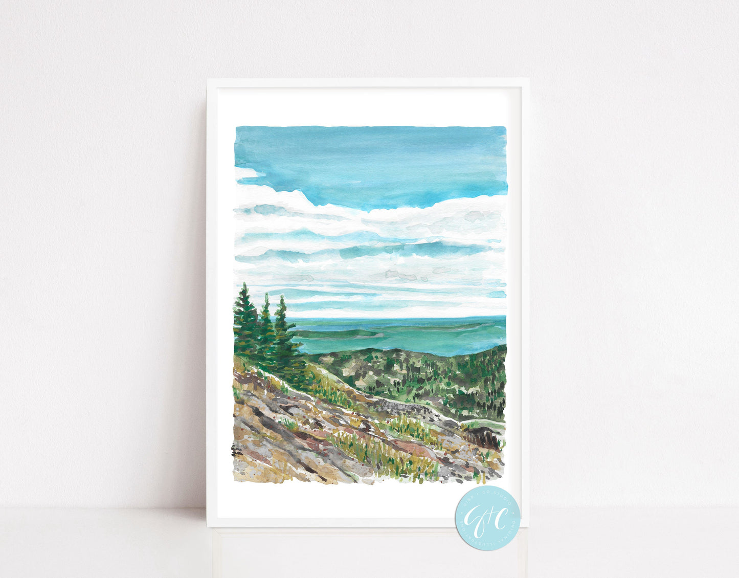 Cadillac Mountain art, Maine, Acadia National Park, Seascape, landscape, travel art print