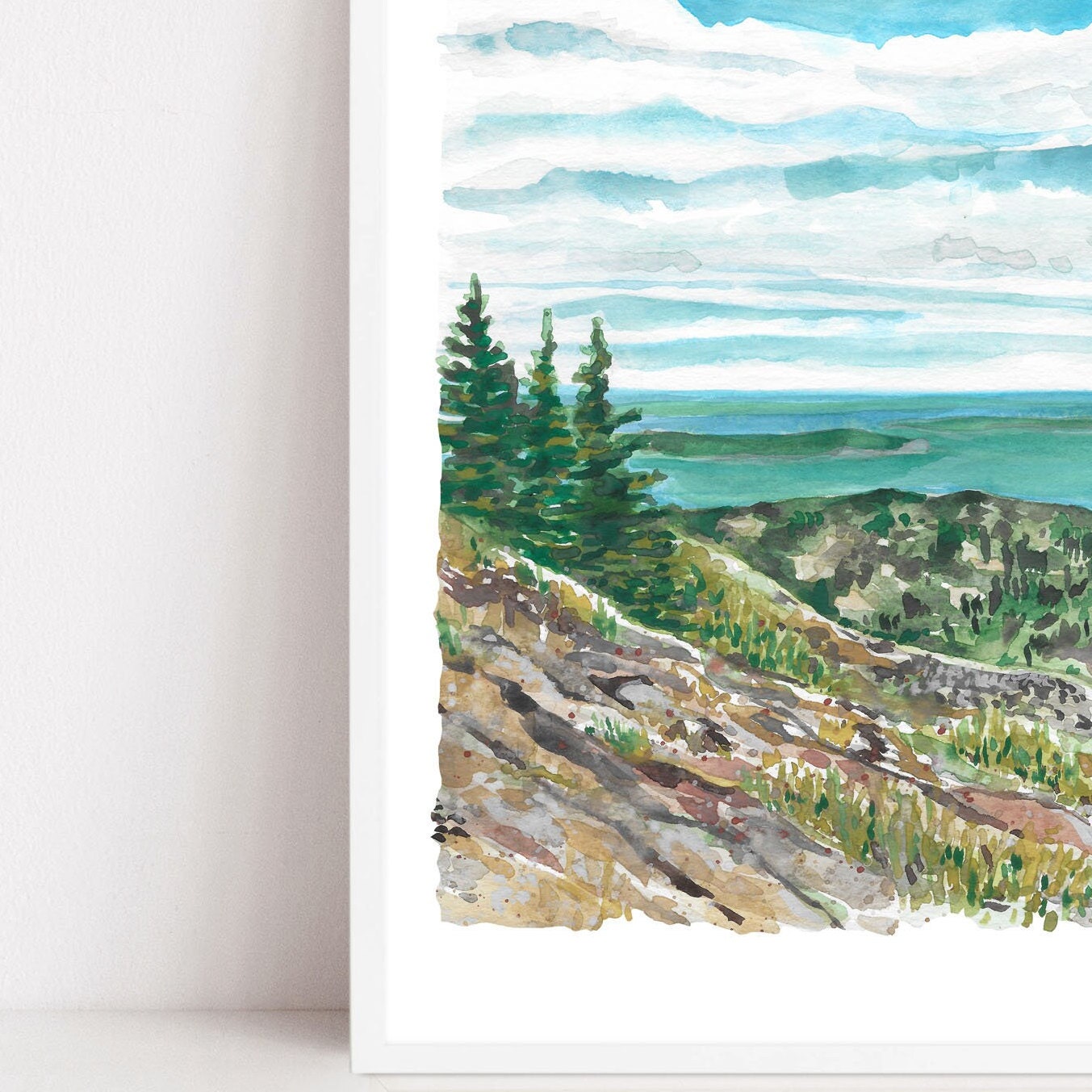 Cadillac Mountain art, Maine, Acadia National Park, Seascape, landscape, travel art print