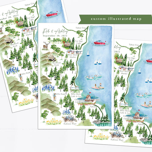 Custom Illustrated Wedding map for a destination wedding or event