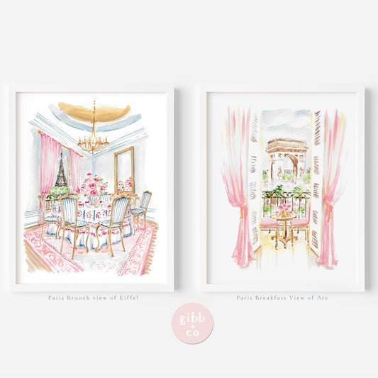 Paris travel art print, Arc art, Eiffel Tower art, pink art print, French travel art, travel art print