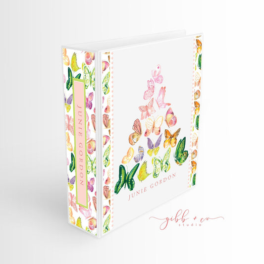 Binder, butterfly pattern, personalized binder, school, monogram, personalized organization binder, small business binder, watercolor