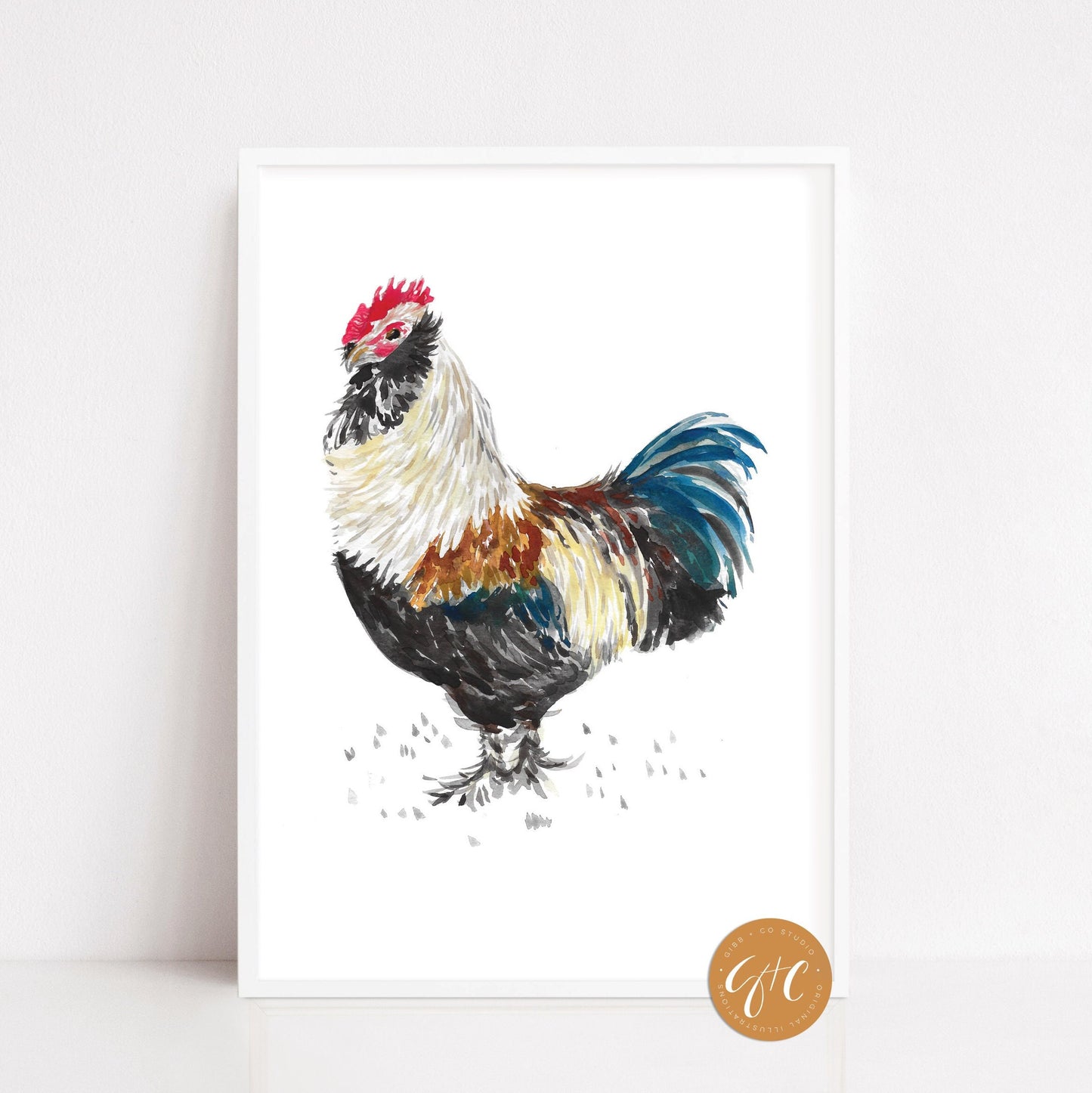 Chicken art, French, French hens, French Provincial, farmhouse art print, modern rustic, art print, watercolor art print, printed art, illustration