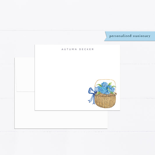 Hydrangeas Personalized notecards,  blue Hydrangeas, personalized stationery set, hostess gift, bridesmaid gift, gift for Hydrangea lover