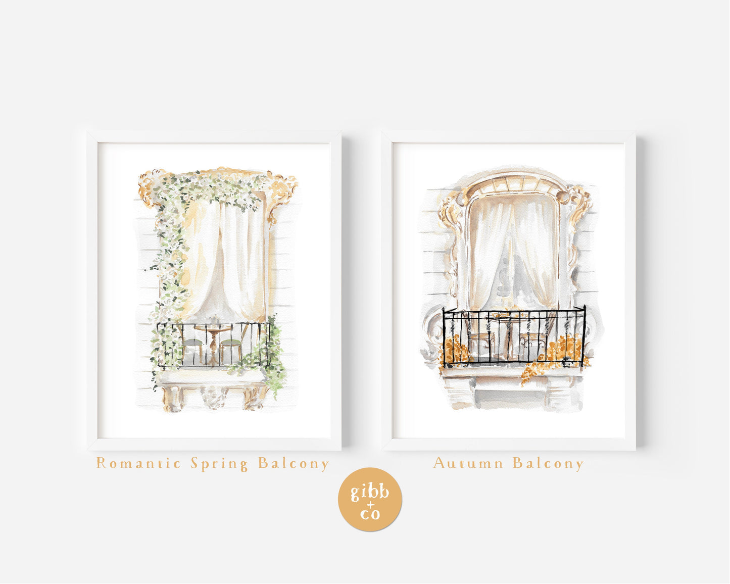 Balcony art print, Romantic Spring, Fall Balcony, Balcony series, floral art print, architecture art print