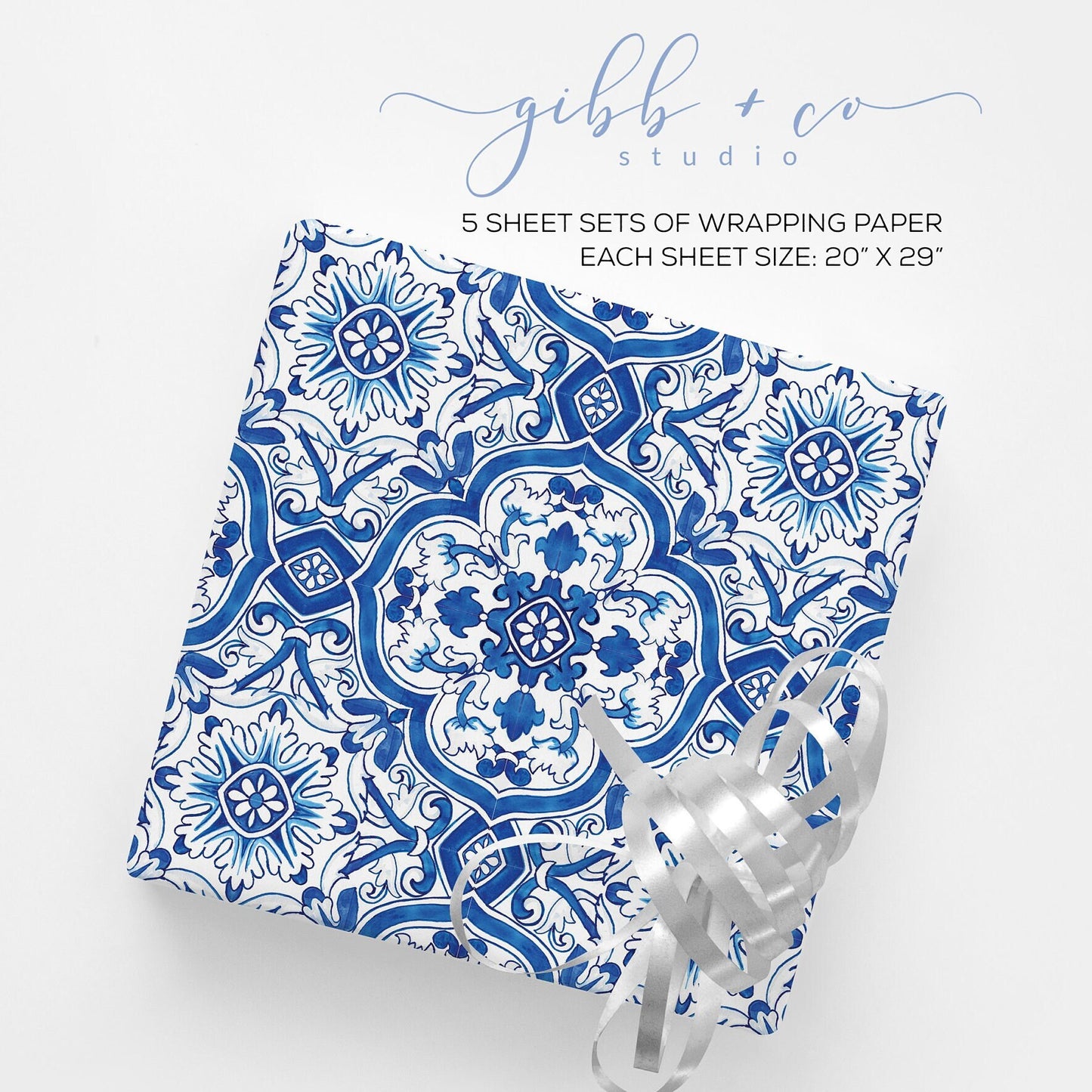 Blue Tile wrapping paper