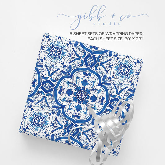 Blue Tile wrapping paper