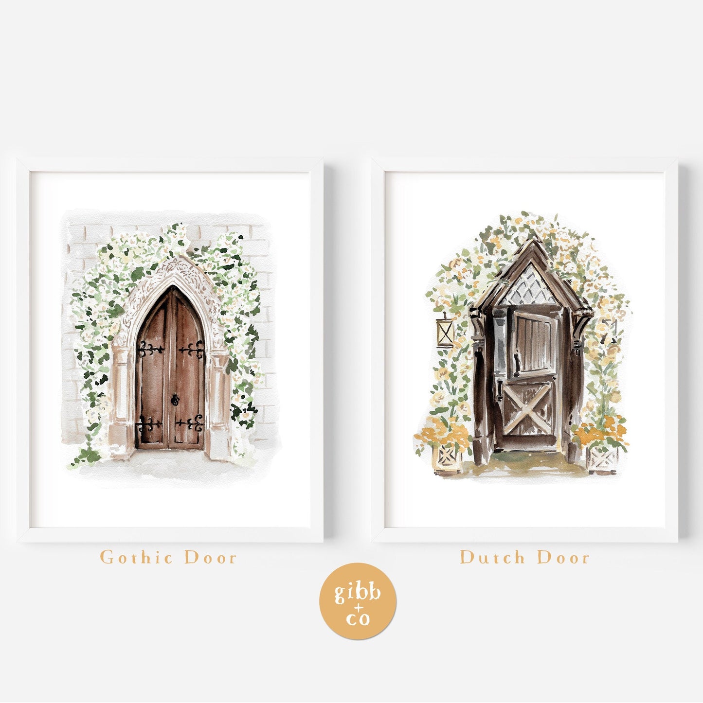 Dutch Door Floral, architecture art print, floral art print