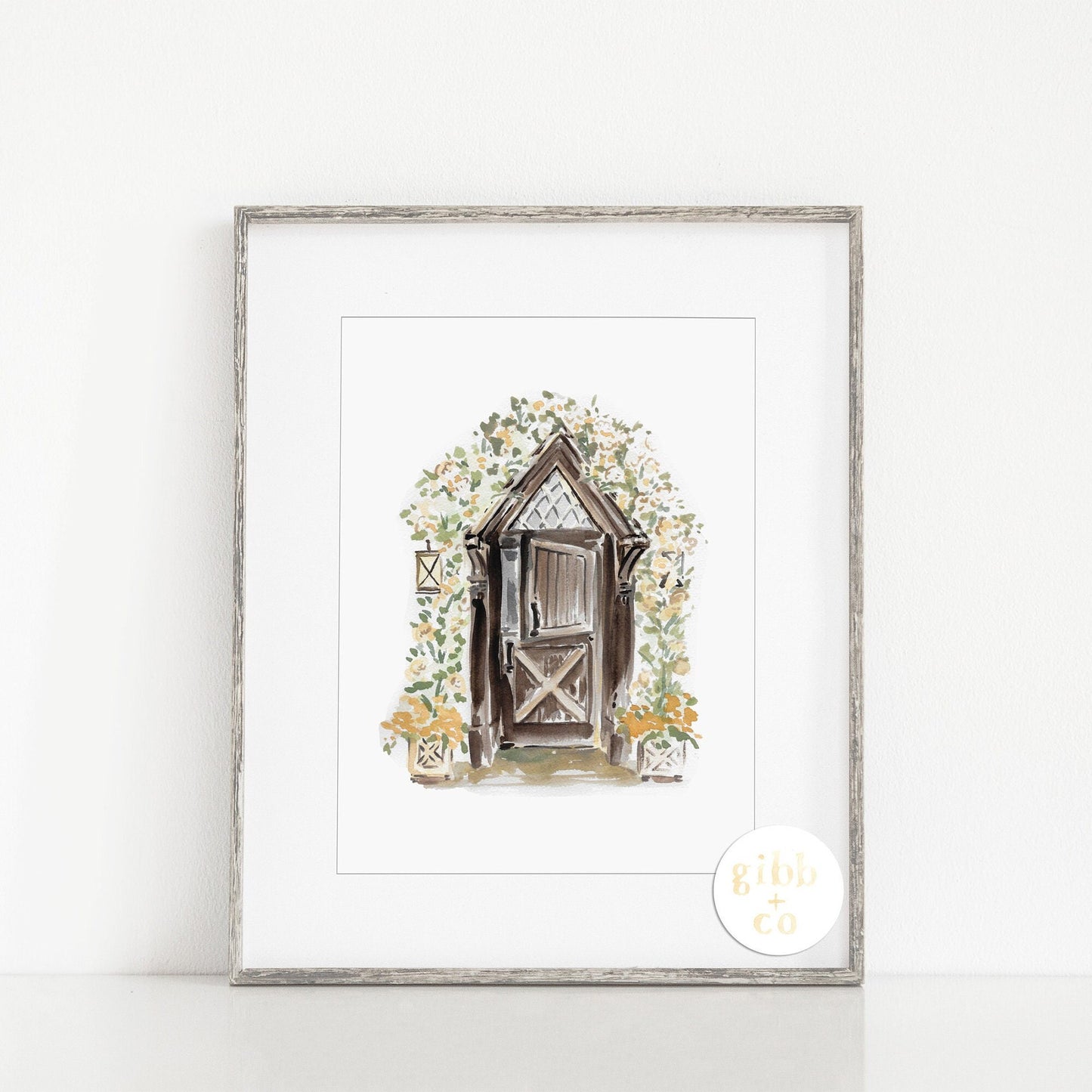 Dutch Door Floral, architecture art print, floral art print