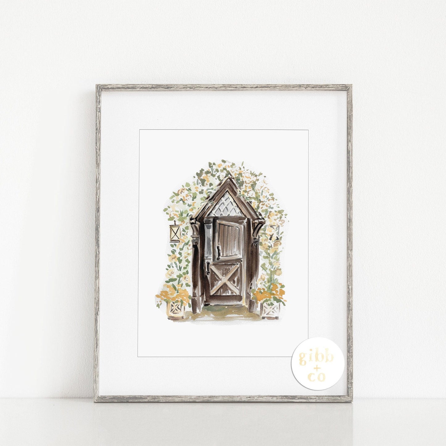 Gothic Door Floral, Architecture art print, neutral art prints, floral art print