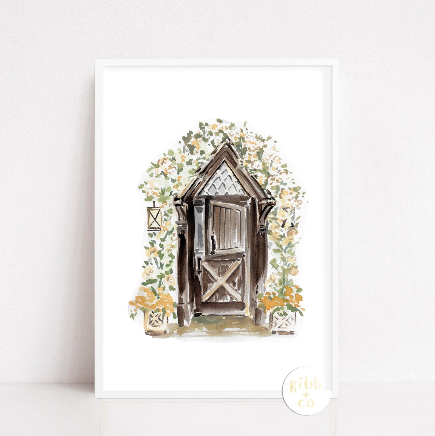 Dutch Door Floral, architecture art print, floral art print