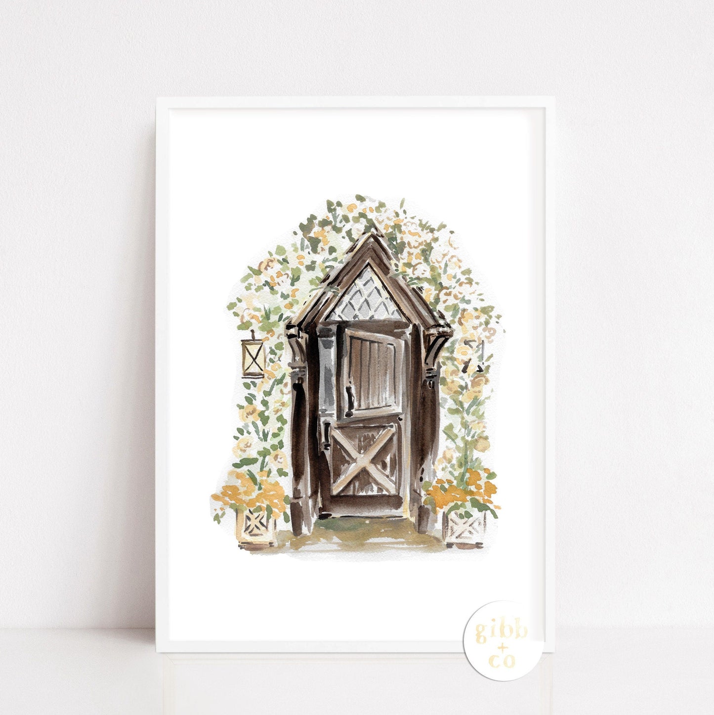 Gothic Door Floral, Architecture art print, neutral art prints, floral art print