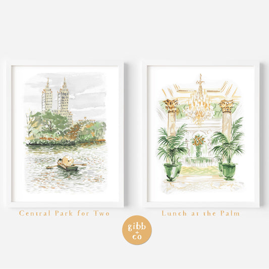 New York Travel art print, New York City, Central Park, The Palm, Hotel Plaza, travel art print
