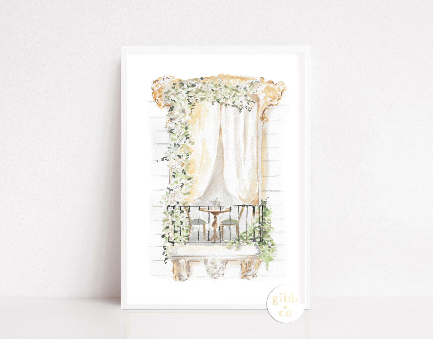 Balcony art print, Romantic Spring, Fall Balcony, Balcony series, floral art print, architecture art print