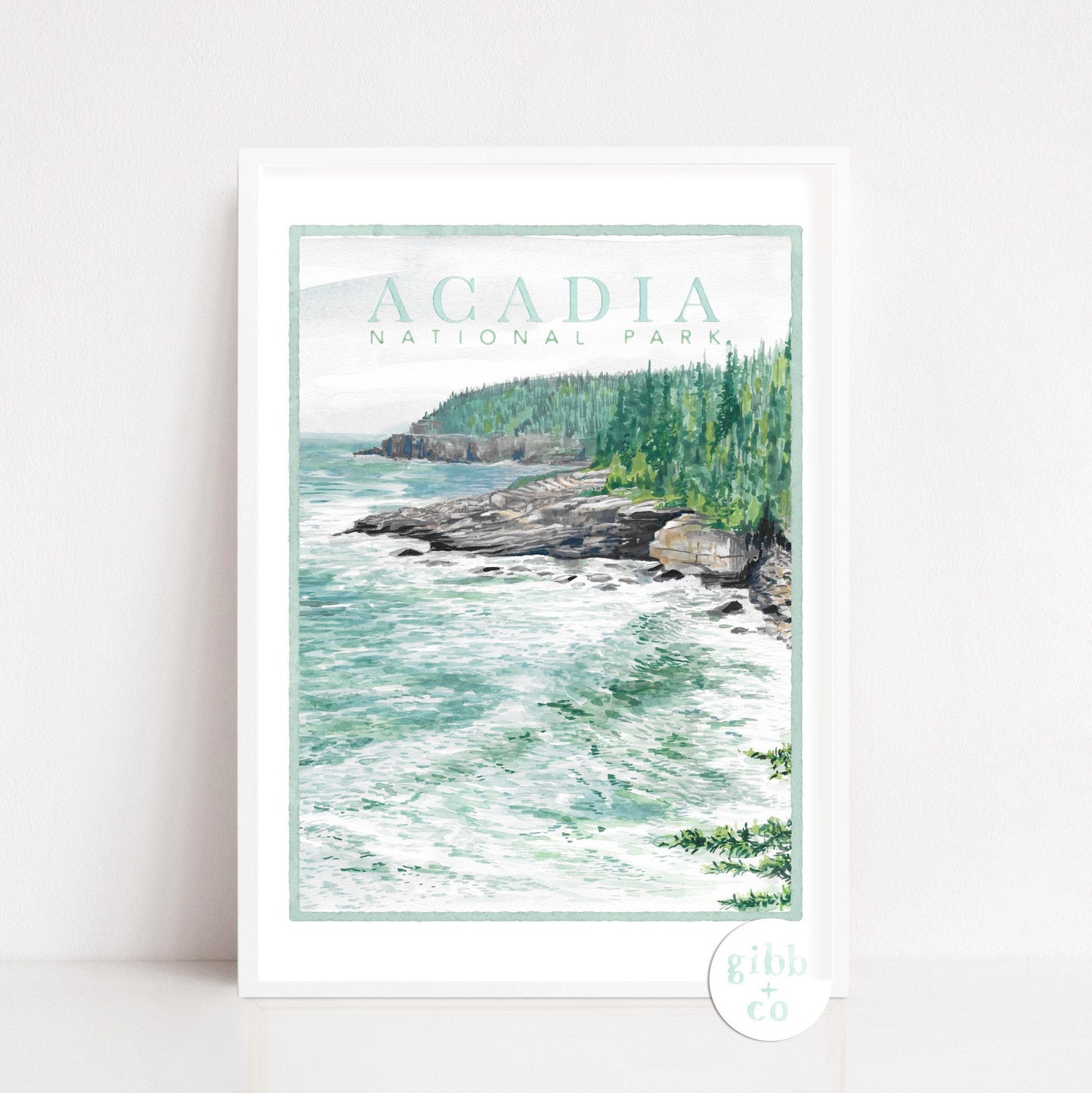 Acadia National Park, Travel Poster, Maine, coastal art print, travel art print