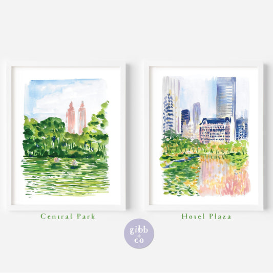 New York, Hotel Plaza, Central Park, Hotel Plaza, New York Travel poster, New York travel art print, travel art print