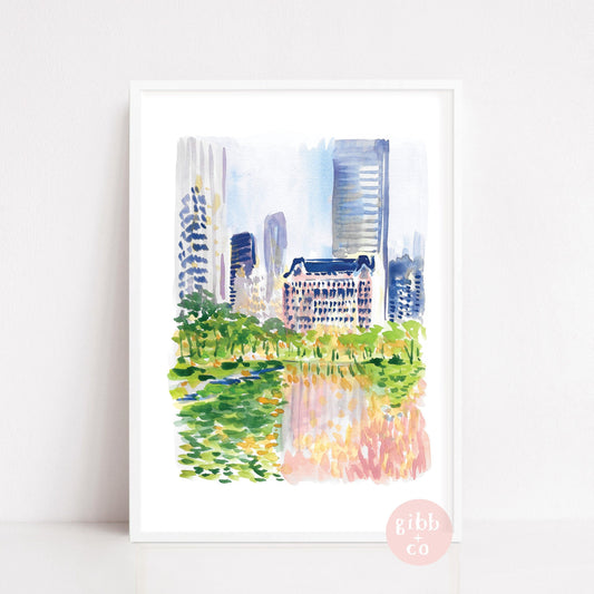 New York travel art, Hotel Plaza, Central Park, Hotel Plaza, New York Travel poster, New York travel art print, travel art print