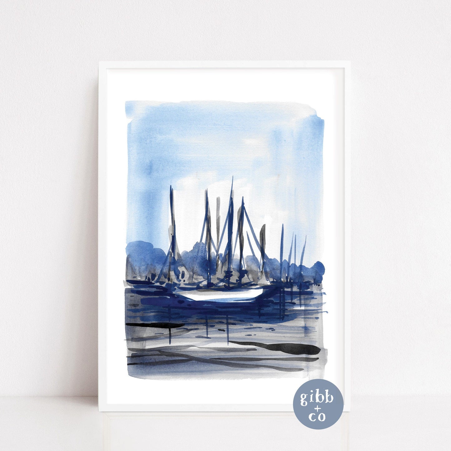 Maine Abstract boatyard coastal art print series, travel art print