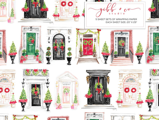 Christmas Doors Holiday wrapping paper