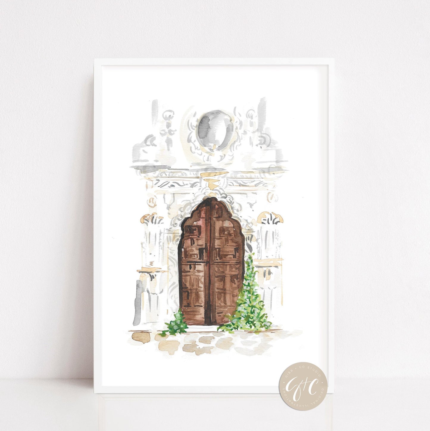 Storybook carved door design art print, architecture art print