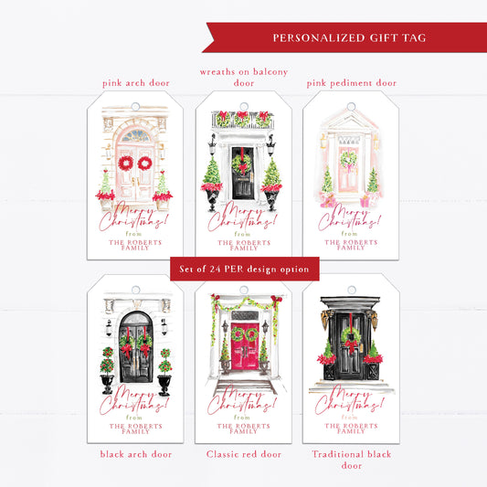 Christmas gift tag, gift tags, personalized gift tags, Christmas door design, Holiday doors, door decor, holiday, paper products, whimsical, Personalized Christmas gift tag, personalized holiday gift tag
