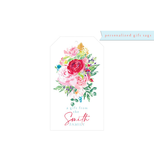 Personalized gift tag, gift tags, personalized gift tags, floral, roses, peony, gift tag, personalized tags, paper products, whimsical