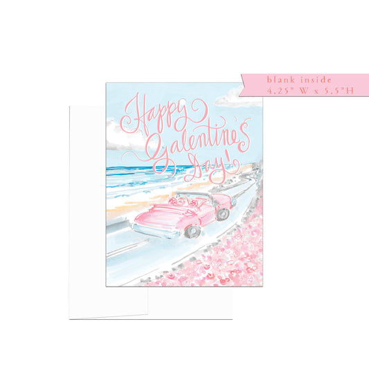 Valentines Day card, Gal Valentine Day card, single or set, folded, watercolor, holiday, pink, greeting card, friendship valentine card