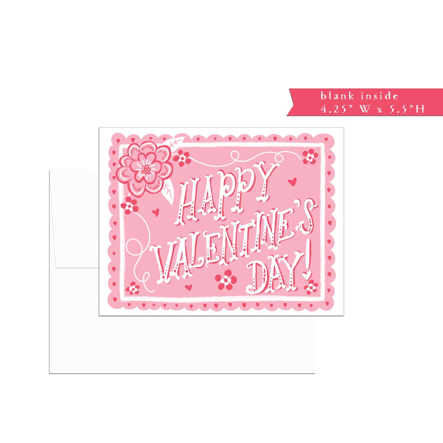 Valentines Day card, single or set, folded, watercolor, holiday, pink, typography, greeting card, friendship valentine card, romantic