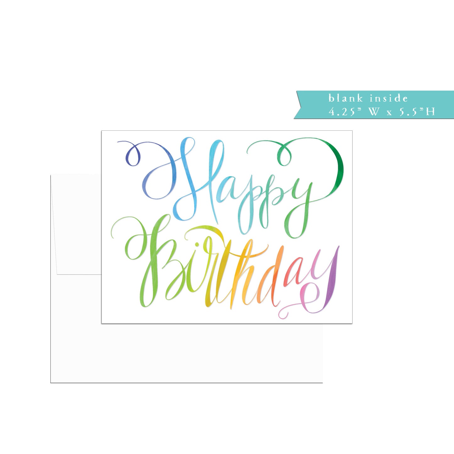 Happy Birthday card, single or set, folded, watercolor, rainbow calligraphy, birthday greeting card, friendship birthday card, coworker