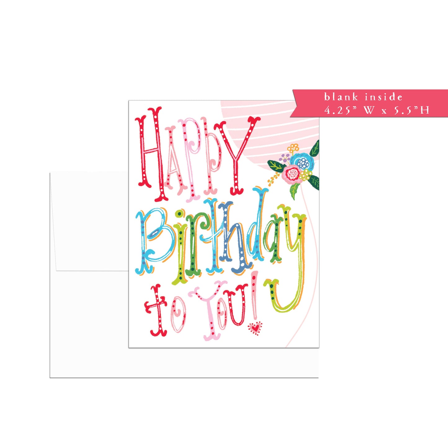 Happy Birthday card, single or set, folded, watercolor, balloon, birthday greeting card, friendship, friend birthday, typography