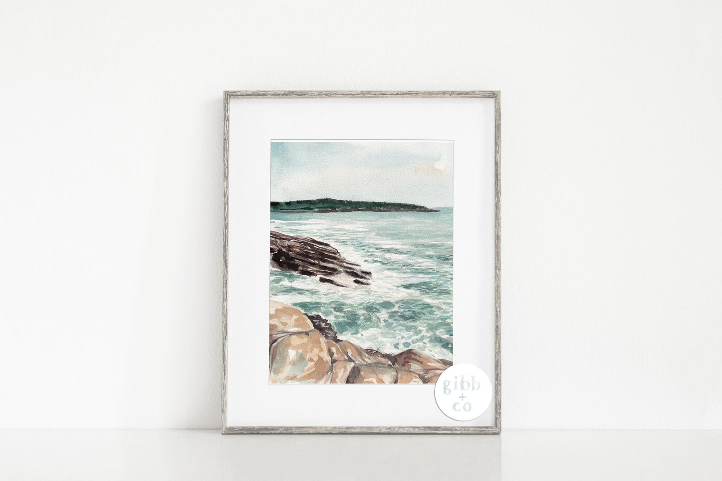 Maine travel art, Acadia National Park art, Coastal art print, Maine watercolor art print, modern coastal art, travel art print